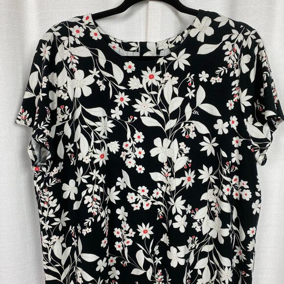 J.Jill Wearever Black&White Floral Shift Dress Sz.XL - Picture 6 of 15